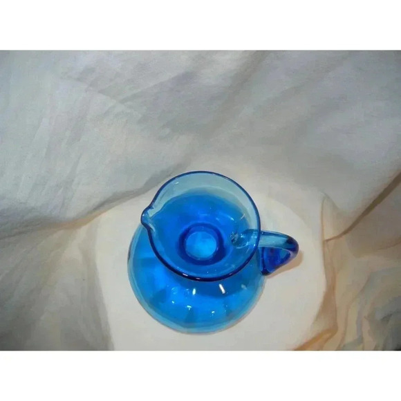 Decanter Pitcher Vintage medium-sized Floral Vase Midcentury Aqua Blue glass, - Picture 5 of 7